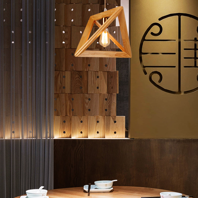 Dreiecks-Esszimmer Suspension anheizt helles Holz 1-Licht minimalistische Deckenbehandlung