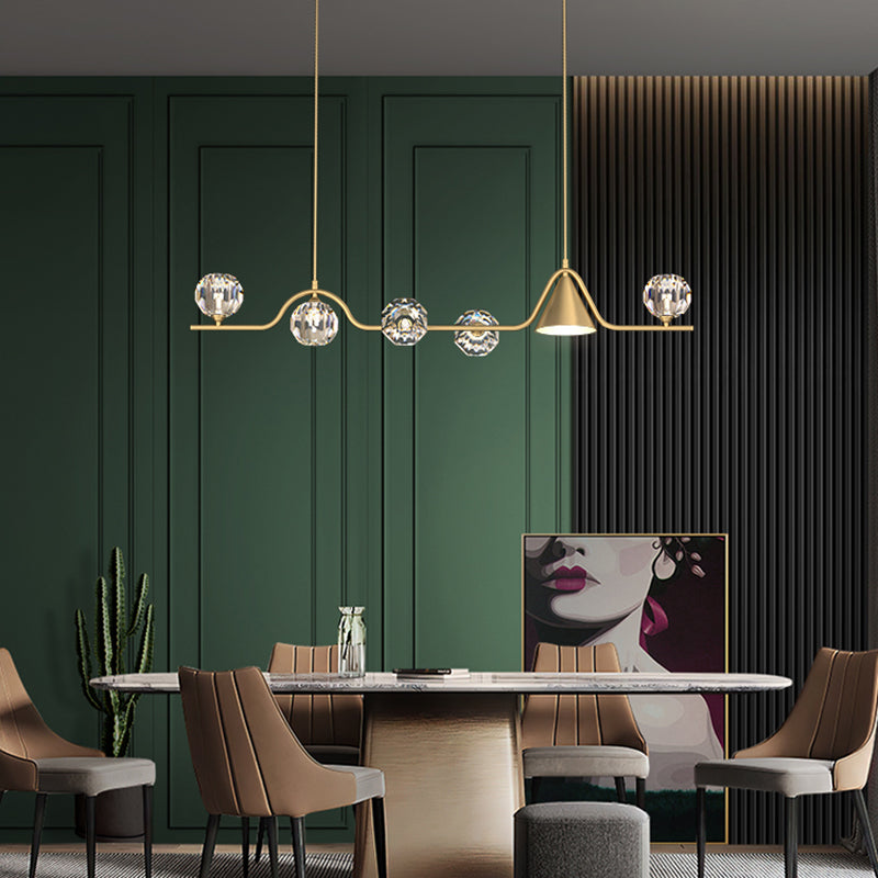 Globe Crystal Shade Island Light Modern Simplicity Style Hanging Lamp for Dining Room