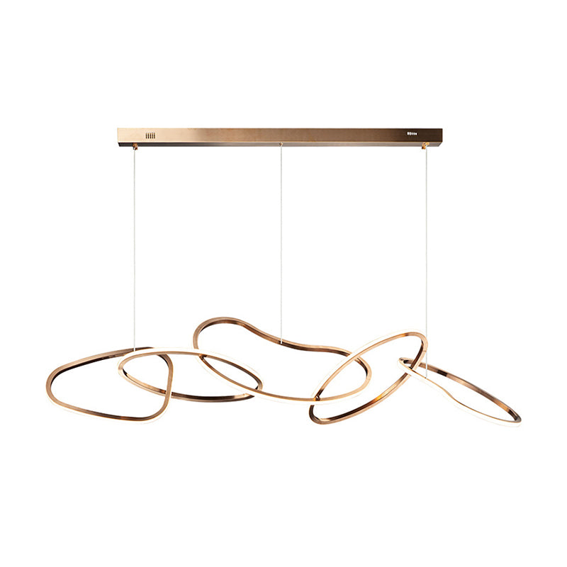 Rose Gold Metal Island Lights Acrylic Shade Modern Simplicity Hanging Lamp