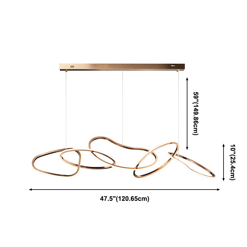 Rose Gold Metal Island Lights Acrylic Shade Modern Simplicity Hanging Lamp