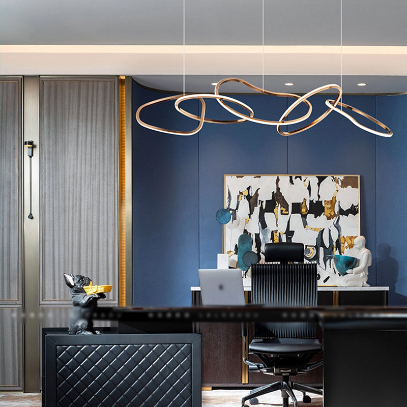 Rose Gold Metal Island Lights Acrylic Shade Modern Simplicity Hanging Lamp