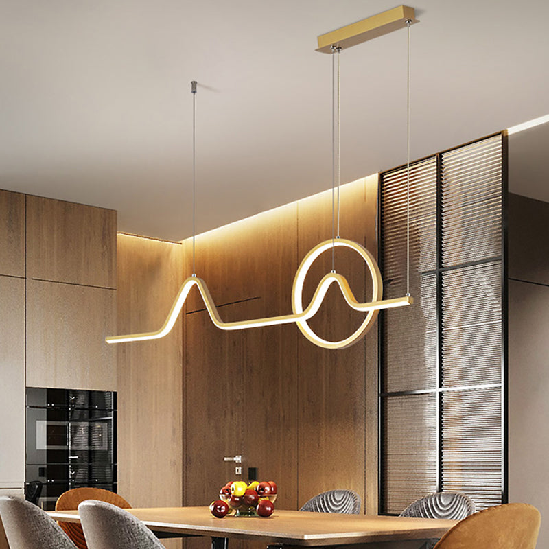 Simplicity Contemporary Style Island Light Line Shaped LED Hanging Light for Sitting Room