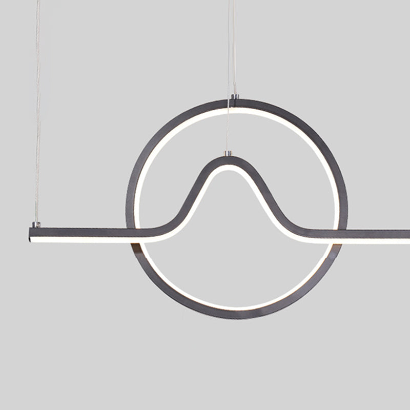Simplicity Contemporary Style Island Light Line Shaped LED Hanging Light for Sitting Room