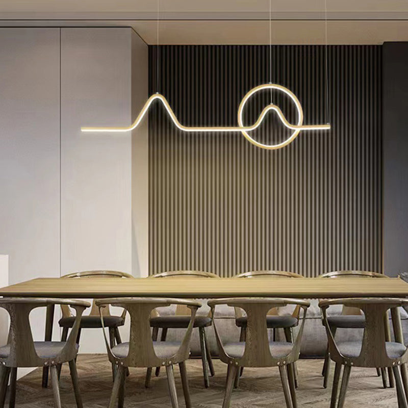 Simplicity Contemporary Style Island Light Line Shaped LED Hanging Light for Sitting Room
