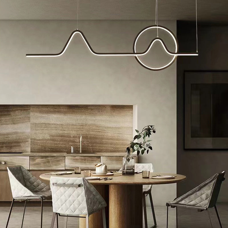 Simplicity Contemporary Style Island Light Line Shaped LED Hanging Light for Sitting Room