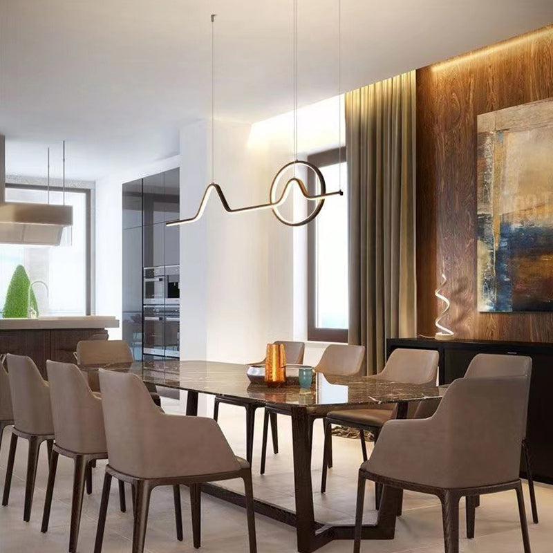 Simplicity Contemporary Style Island Light Line Shaped LED Hanging Light for Sitting Room
