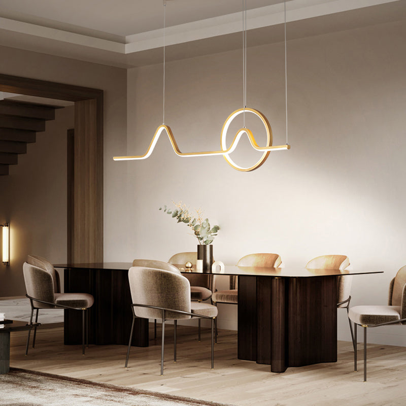 Simplicity Contemporary Style Island Light Line Shaped LED Hanging Light for Sitting Room