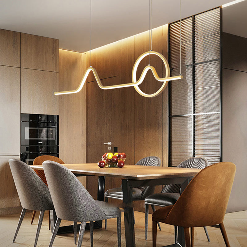 Simplicity Contemporary Style Island Light Line Shaped LED Hanging Light for Sitting Room