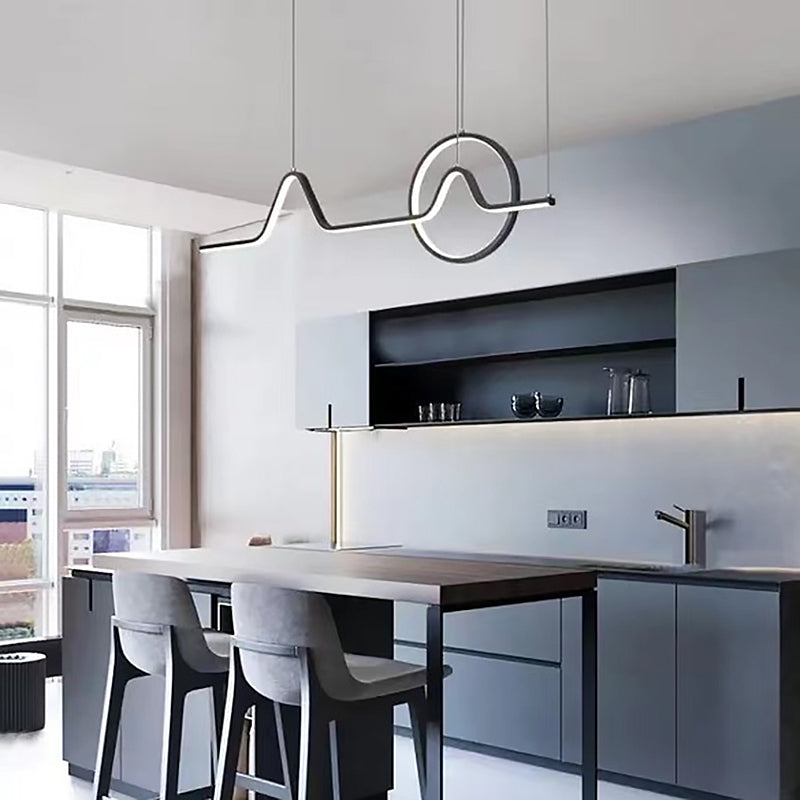 Simplicity Contemporary Style Island Light Line Shaped LED Hanging Light for Sitting Room