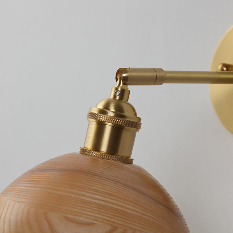 Ciotola in legno l'illuminazione a parete da parete nordica 1 panta murale in ottone con braccio altalena e catena di tiro