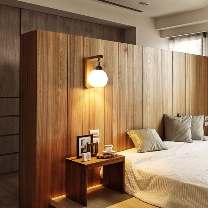 Lámpara de pared de estilo de estilo moderno accesorio de vidrio blanco de 1 bombilla Luz de montaje de pared de dormitorio