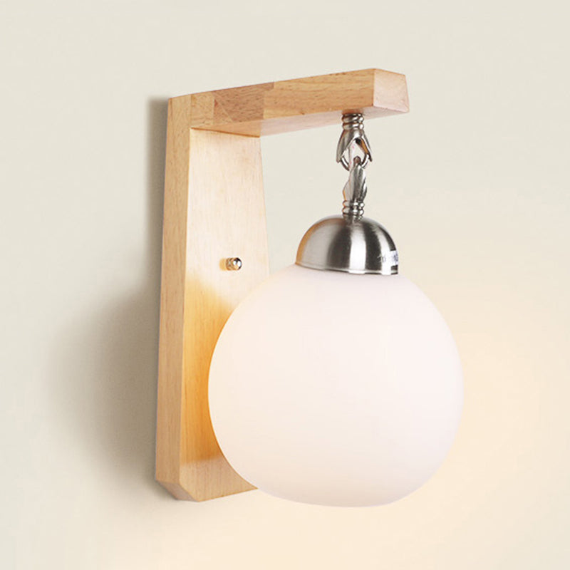 Lámpara de pared de estilo de estilo moderno accesorio de vidrio blanco de 1 bombilla Luz de montaje de pared de dormitorio