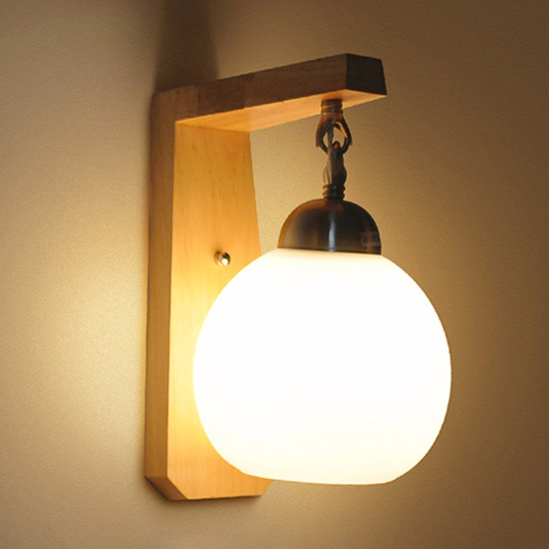 Lámpara de pared de estilo de estilo moderno accesorio de vidrio blanco de 1 bombilla Luz de montaje de pared de dormitorio