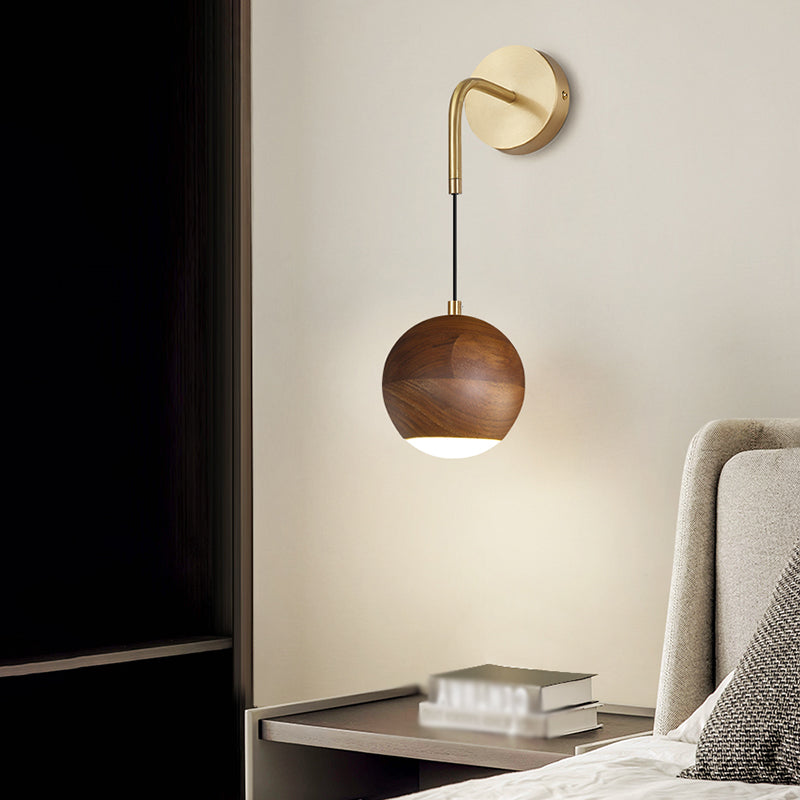 Hölzerne Globus Wandhängerlampe Nordic 1 Kopf Nachtwandmontage Licht montiert