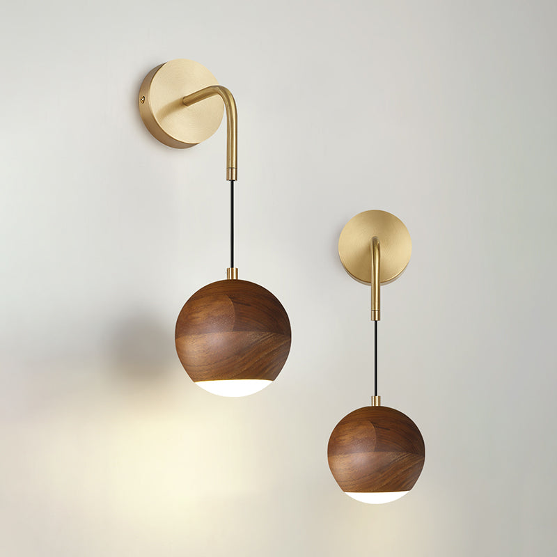 Hölzerne Globus Wandhängerlampe Nordic 1 Kopf Nachtwandmontage Licht montiert