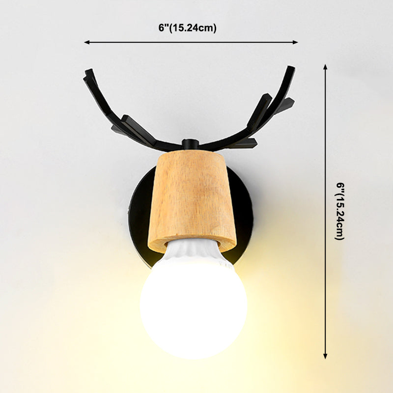 Shadeless Wooden Wall Lamp Fixture Nordic 1 Head Adjustable Wall Light for Bedroom