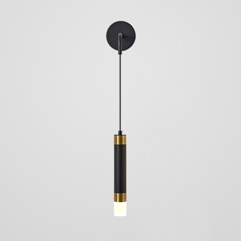Metal Sconce Wall Light Modern Style Hanging Wall Sconce in Black and Gold