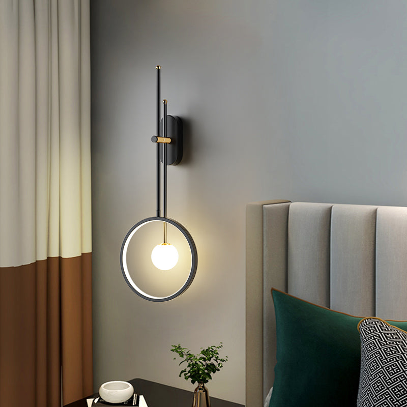 Black Metal Sconce Wall Light Modern Style Single Light Wall Lamp for Bedroom