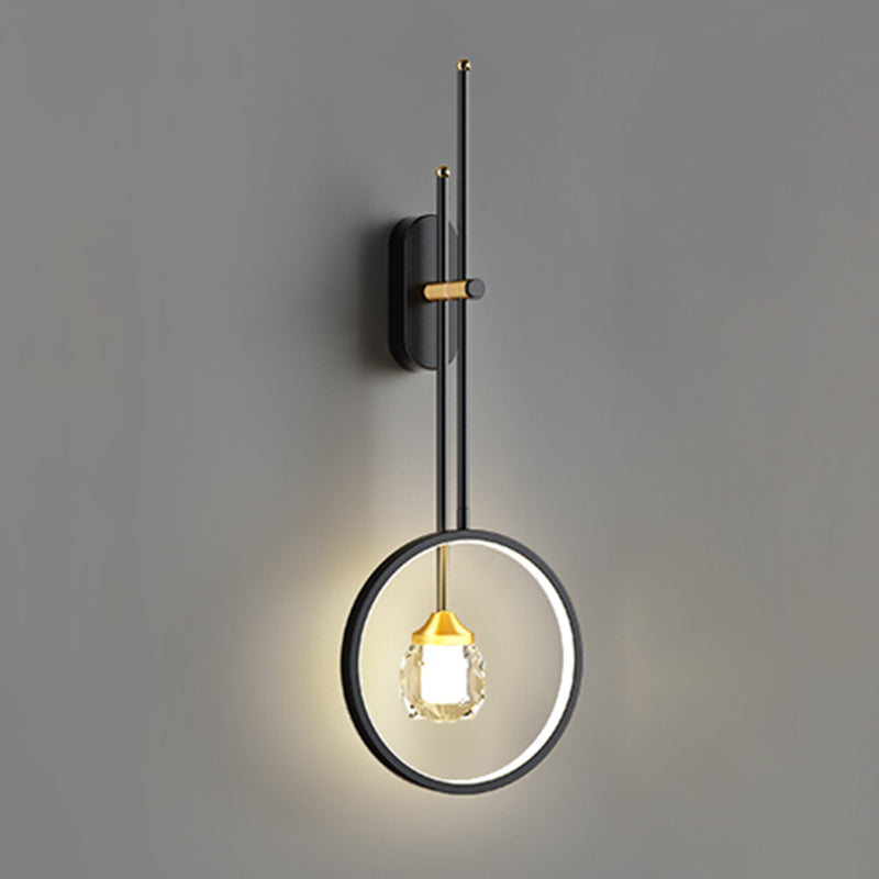 Black Metal Sconce Wall Light Modern Style Single Light Wall Lamp for Bedroom