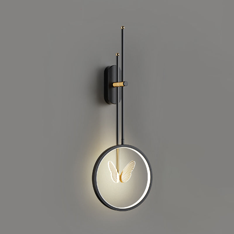 Black Metal Sconce Wall Light Modern Style Single Light Wall Lamp for Bedroom