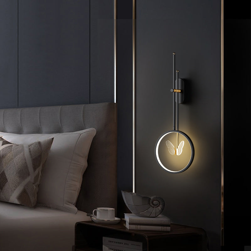 Black Metal Sconce Wall Light Modern Style Single Light Wall Lamp for Bedroom