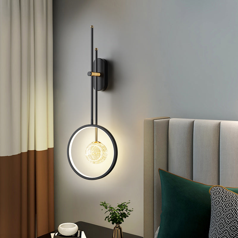 Black Metal Sconce Wall Light Modern Style Single Light Wall Lamp for Bedroom