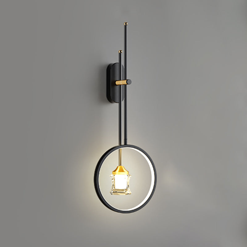 Black Metal Sconce Wall Light Modern Style Single Light Wall Lamp for Bedroom