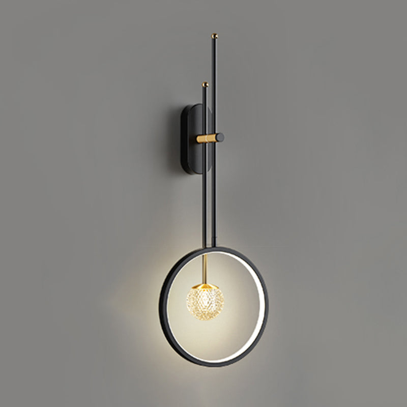 Black Metal Sconce Wall Light Modern Style Single Light Wall Lamp for Bedroom