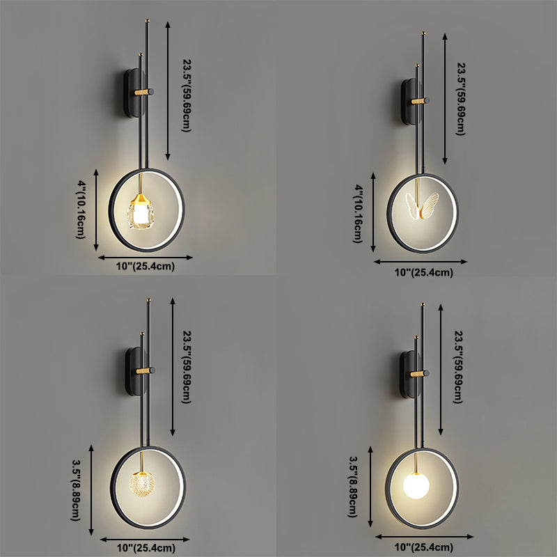 Black Metal Sconce Wall Light Modern Style Single Light Wall Lamp for Bedroom