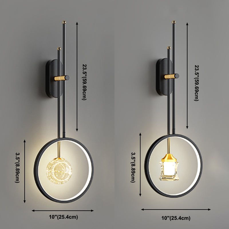 Black Metal Sconce Wall Light Modern Style Single Light Wall Lamp for Bedroom