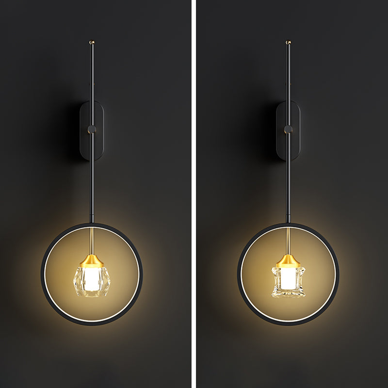 Black Metal Sconce Wall Light Modern Style Single Light Wall Lamp for Bedroom