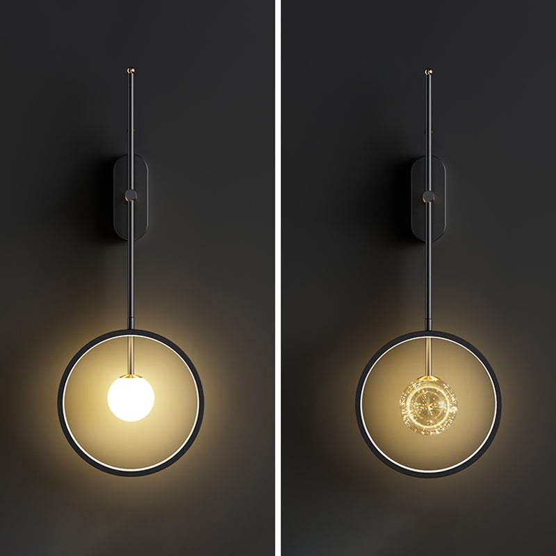 Black Metal Sconce Wall Light Modern Style Single Light Wall Lamp for Bedroom