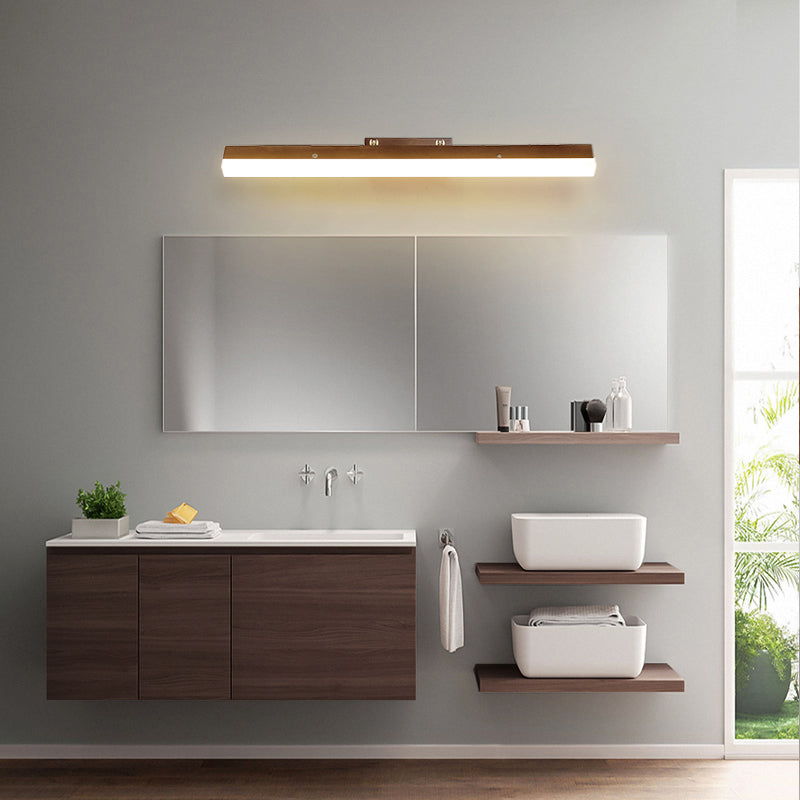 Wooden LED Mirror Light Modern Nordic Adjustable Wall Sconce Light for Bedroom Bathroom