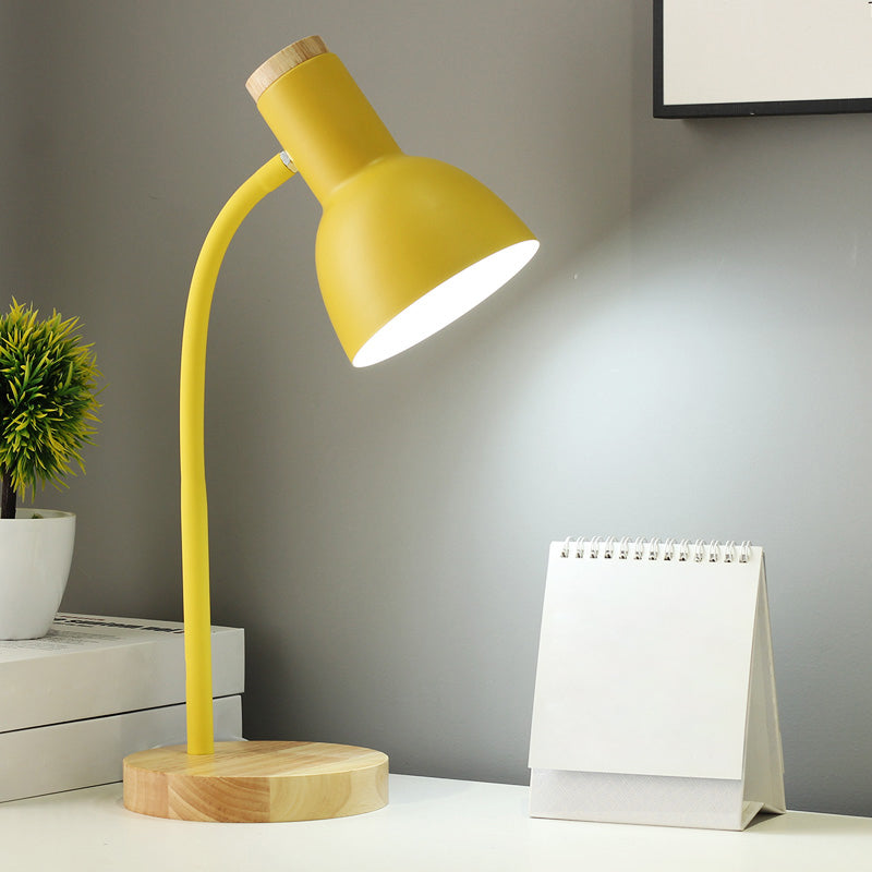 Luces de mesa nocturna de macarrón campana lámparas de mesita de noche de 1 dormitorio con sombra de metal