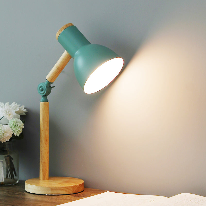 Makaroon Wood Night Tischlichter Bell 1-Licht-Nachttischlampen mit Metallschatten