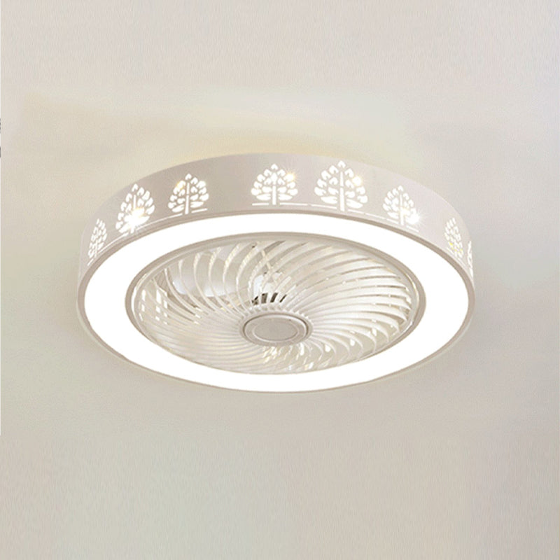 Nordic ausgehöhlte runde Lüfterlampe Metallic Schlafzimmer LED Semi Flush Deckenleuchte