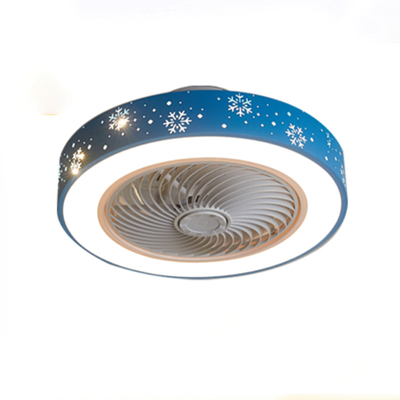Nordic ausgehöhlte runde Lüfterlampe Metallic Schlafzimmer LED Semi Flush Deckenleuchte