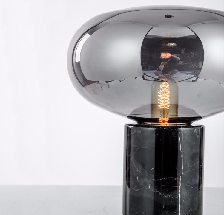 Urne Task Lamp zeitgenössische Glas 1 Glühbirne 8 "/13" breites schwarzes Tischlicht mit Marmorbasis
