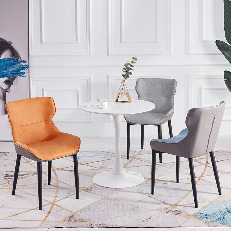Inicio Sillón escandinavo Wingback Silla de comedor tapizada de metal