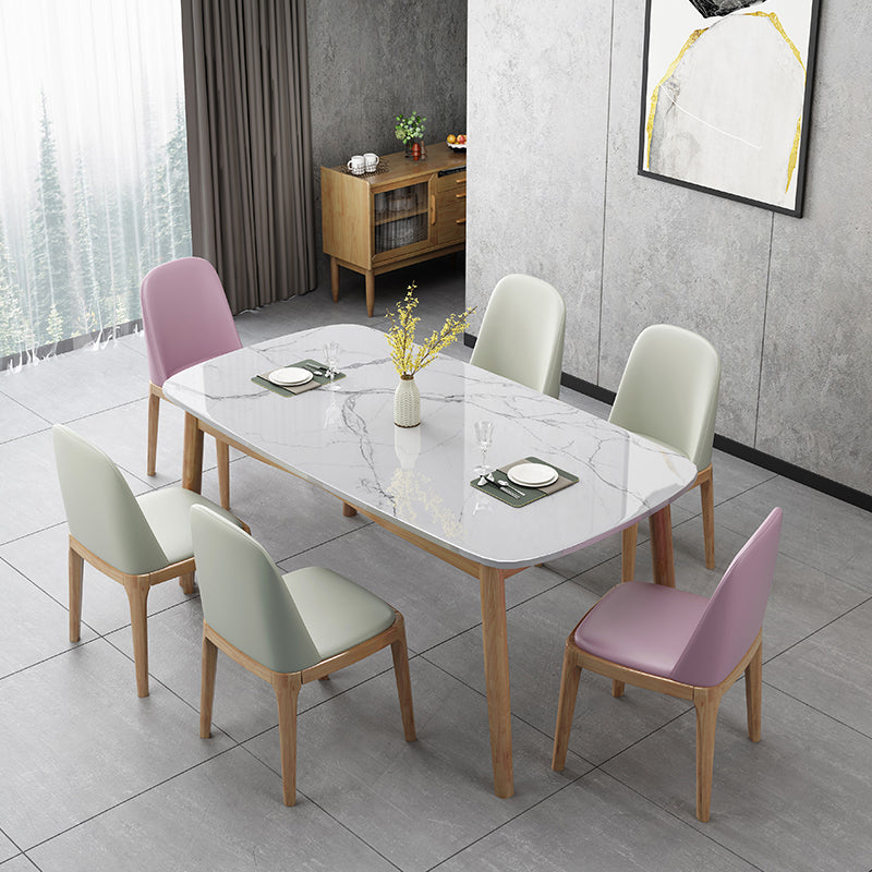 Chaise d'appoint de maison scandinave, chaise de salle à manger rembourrée en bois à dossier massif