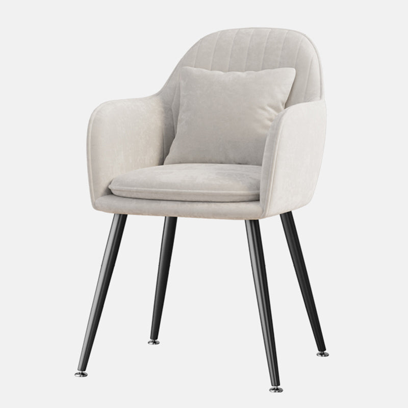 Fauteuil de salle à manger scandinave en flanelle, chaise de salle à manger de couleur mate à dossier solide