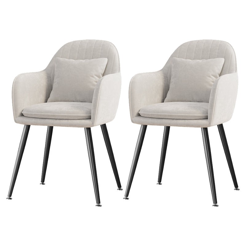 Fauteuil de salle à manger scandinave en flanelle, chaise de salle à manger de couleur mate à dossier solide