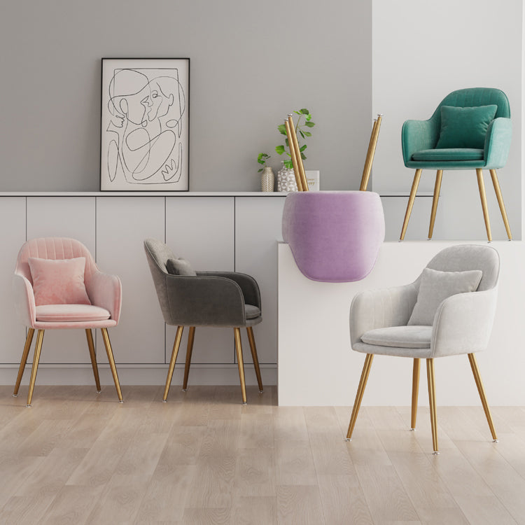 Fauteuil de salle à manger scandinave en flanelle, chaise de salle à manger de couleur mate à dossier solide