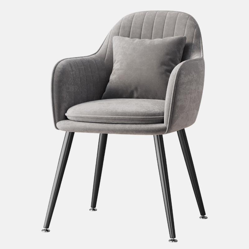 Fauteuil de salle à manger scandinave en flanelle, chaise de salle à manger de couleur mate à dossier solide