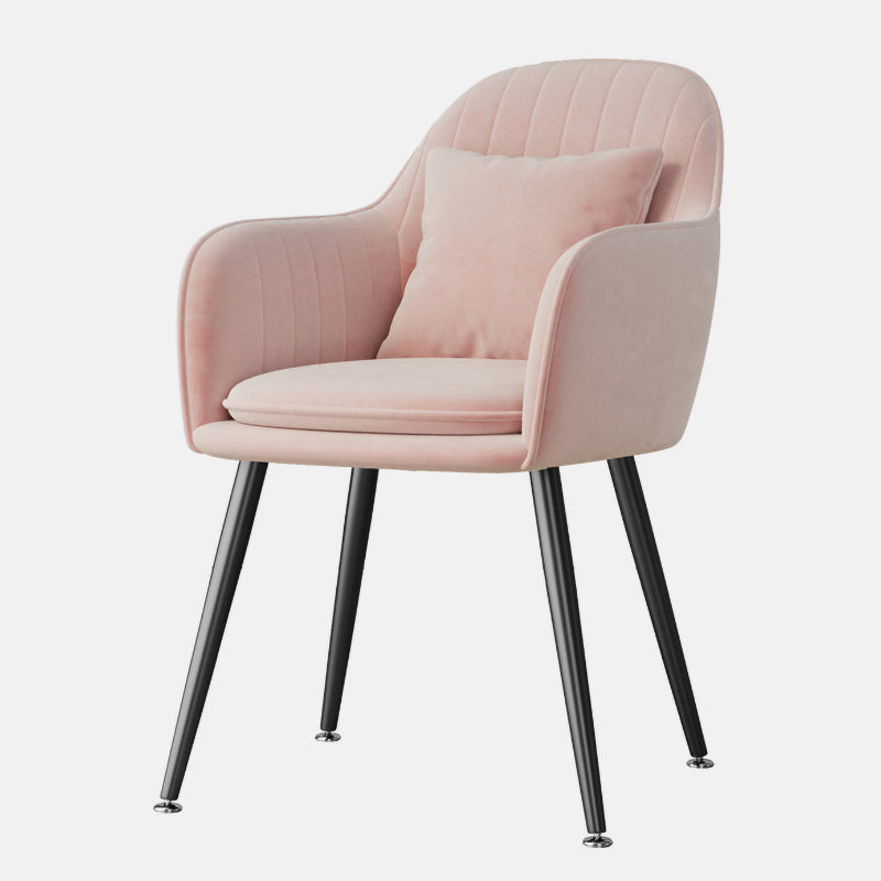 Fauteuil de salle à manger scandinave en flanelle, chaise de salle à manger de couleur mate à dossier solide