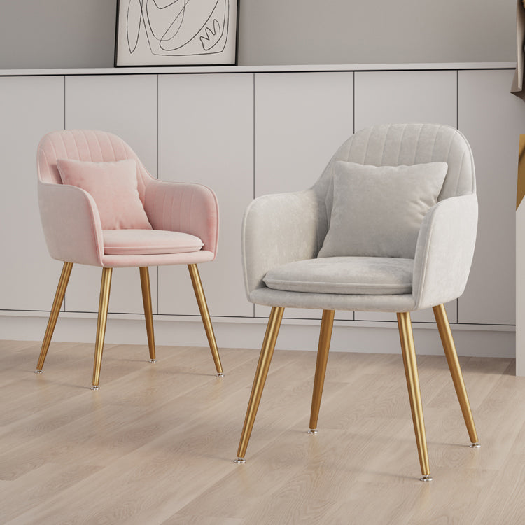 Fauteuil de salle à manger scandinave en flanelle, chaise de salle à manger de couleur mate à dossier solide