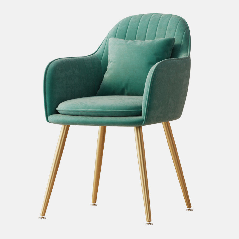 Fauteuil de salle à manger scandinave en flanelle, chaise de salle à manger de couleur mate à dossier solide