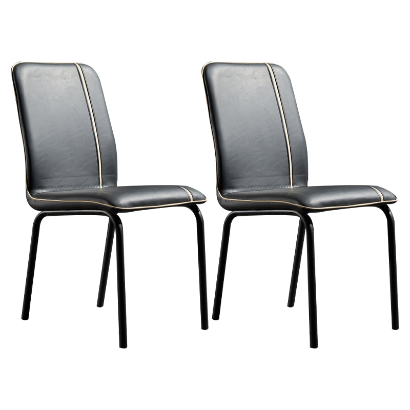 Silla de comedor de cuero de estilo moderno, silla sin brazos de cocina con patas de metal