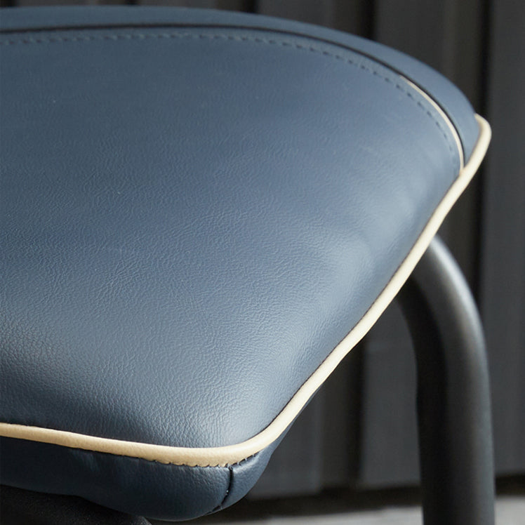 Silla de comedor de cuero de estilo moderno, silla sin brazos de cocina con patas de metal