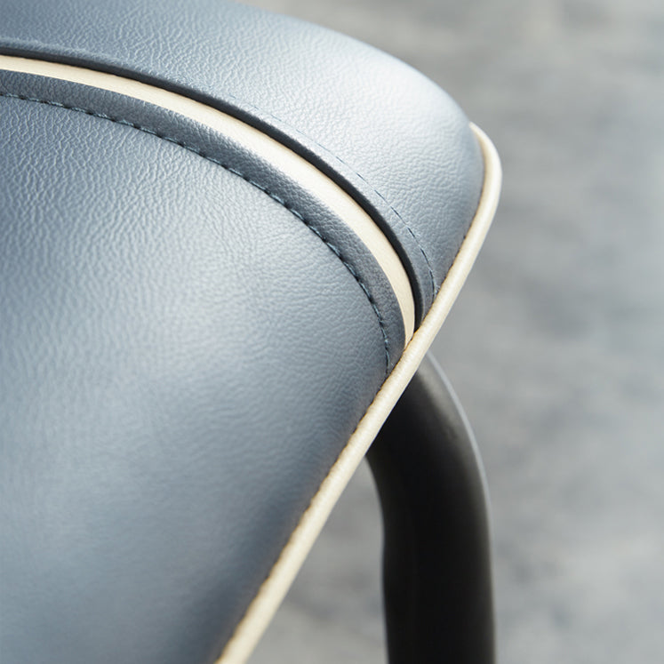 Silla de comedor de cuero de estilo moderno, silla sin brazos de cocina con patas de metal